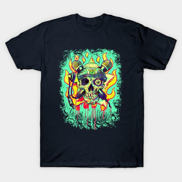 OLD SKOOL Skull ROCK T-Shirt by Mudge